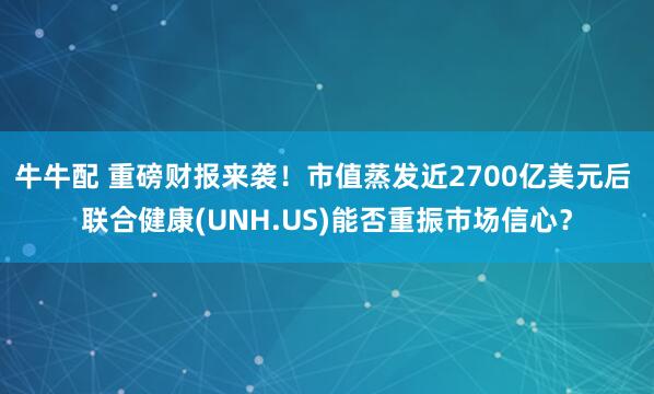 牛牛配 重磅财报来袭！市值蒸发近2700亿美元后 联合健康(UNH.US)能否重振市场信心？
